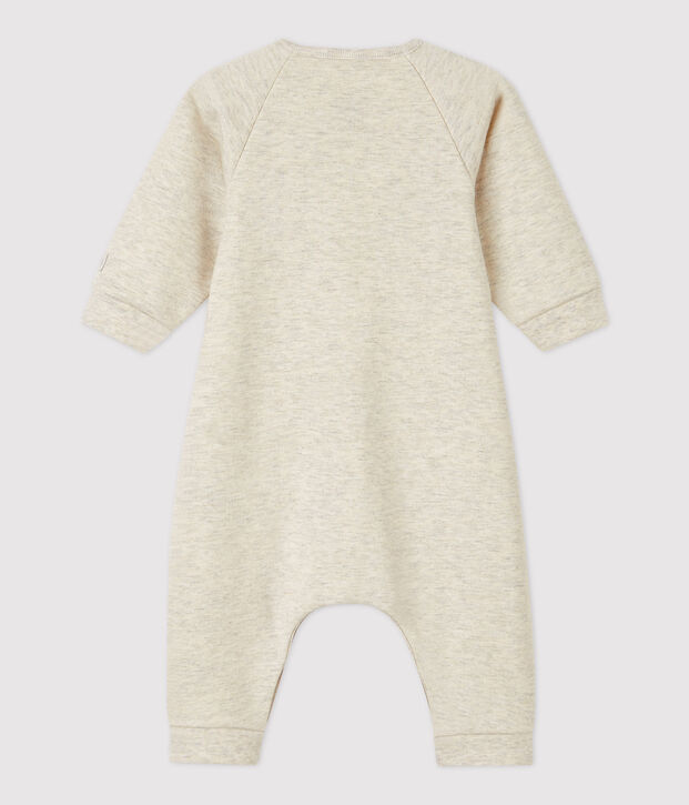 Combinaison  b&eacute;b&eacute; molleton en coton biologique beige chin&eacute;